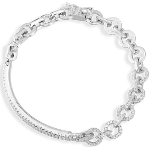 SLJELY Fashion Real 925 Sterling Silver White Multi-circles Round Chain Bracelet Micro Cubic Zirconia Stones Women Brand Jewelry