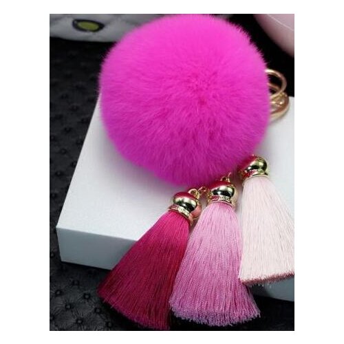 Vintage Gold Furry Ball Tassels Keychain For Keys Car DIY Bag Key Chain Handbag Key Ring Handbag Jewelry Accessories Gift D19