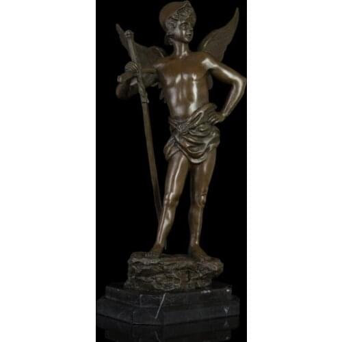 52 cm Western Art Deco Bronze Statue statue Juvenile Boy Children Cupid God of Love Sculpture