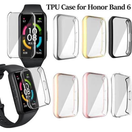 Electroplating TPU Watch Case for Honor Band 6 Smartwatch Cover Shell Screen Protector Smart Wristband Accessories