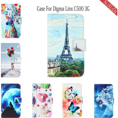 Case For Digma Linx C500 3G Case Fashion Cartoon Pattern High Quality leather protective cover Mobile phone bag