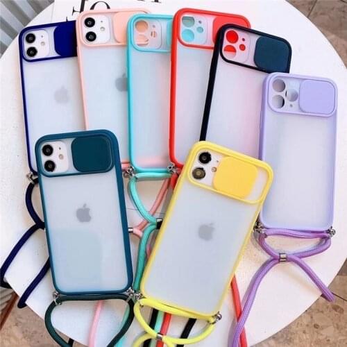Camera Lens Matte transparent Crossbody Lanyard Necklace Case For iPhone 12 MiNi 12 Pro Max 11 Pro 8 7 6 Plus Xr Xs Max X SE 20