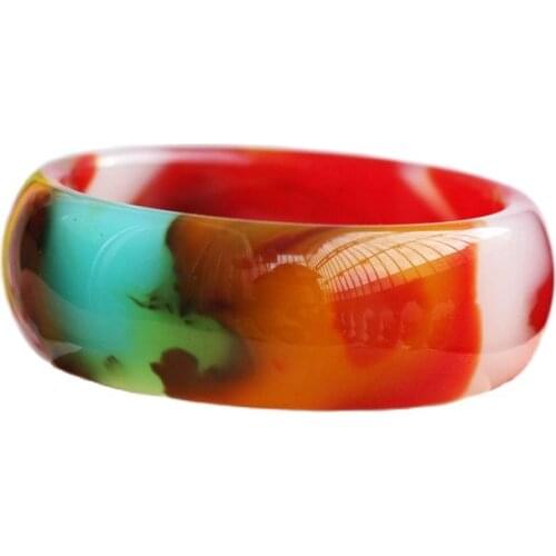 Colorful jade bracelet agate jade bracelet, widening and thickening of Xinjiang Hetian jade Watkins jade bracelets
