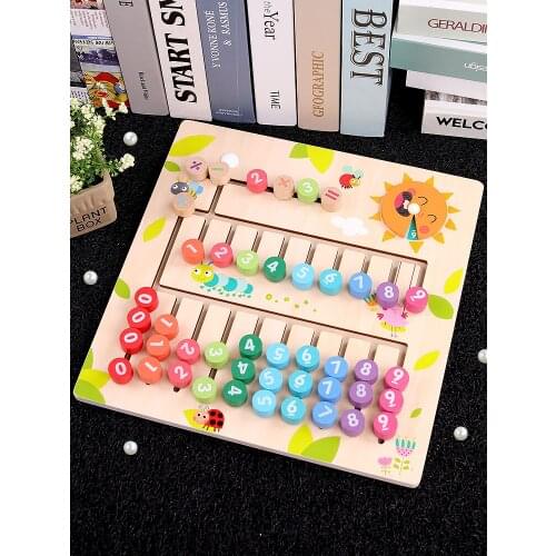 Color Digital Computing Childrens wood Toy Sliding Piece Puzzle Educational toy Calculation Maths Training Baby Math Toys gift
