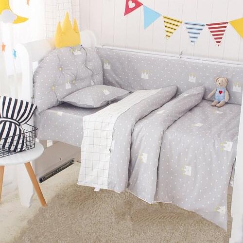 5Pcs Set Nordic Baby Cot Bumpers Cute Crown Shape Cushion A Protective Barrier In The Crib Protector Bumper Guard Infant Bedding