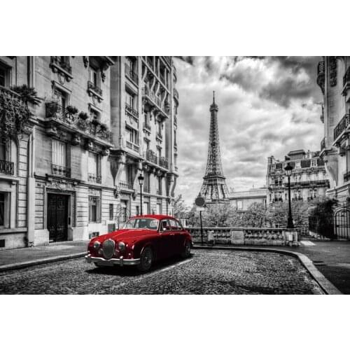 Laeacco City Buildings Tower Red Car Photography Backgrounds Digital Customized Photographic Backdrops For Photo Studio