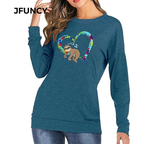 JFUNCY 2020 Autumn Long Sleeve T Shirt Women Loose Tees O-Neck Tops Plus Size Casual Lady Pullover Female T-shirts