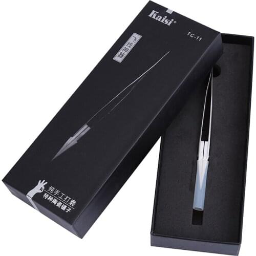KAISI Precision Ceramic Tweezers Fingerprint Jump Line Tweezers Pinzas Pincet Phone Repair Tools Clip 0.01mm Fly Line