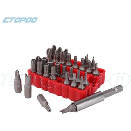 33pcs/lot Security Bit Set with Magnetic Extension Bit Holder Tamper Proof Torq Torx Hex Star Screwdriver Bits Set