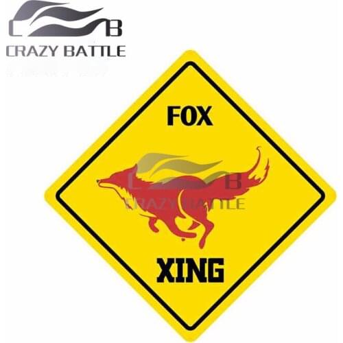 Crazy Battle 13cm x 13cm Fox Crossing Car Stickers Scratch-proof Window Door Personality Decal Graphics for Vehicle Bumper
