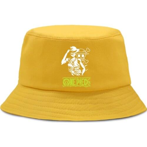 Summer New Outdoor Fishermans Hat One Piece Cool Luffy Cartoon Cap High Quality Mens Panama Caps Foldable Harajuku Bucket Hats