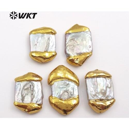 JF288 Trendy Design Capped Pearl Beads Natural Freshwater Pearl Gold Capped Beads For Women Jewelry Making Accessories