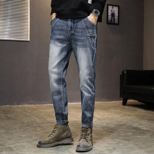 Mens Jeans casual cotton Denim straight cotton loose work long pants jeans blue black pants For 4 seasons TPK08
