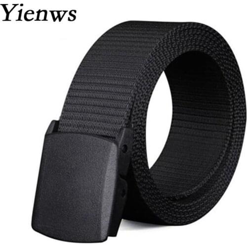 Yienws Mens Plus Size Belts 150cm Black Canvas Belts for Men 200cm Western Belts Waist Male Cinto Preto Ceinture Homme YIB00