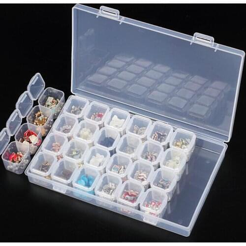 28 Slots Diamond Painting kits Plastic Storage Box Nail Art Rhinestone Tools Beads Storage Box Case Organizer Holder kit