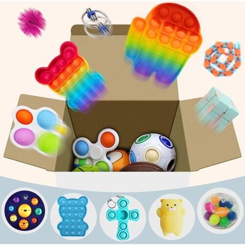 Random 3/5/10 Pcs Fidget Toy Pack Mystery Box Surprise Gift Push Bubble Fidget Anti Stress Toy for Kids Adults 2021