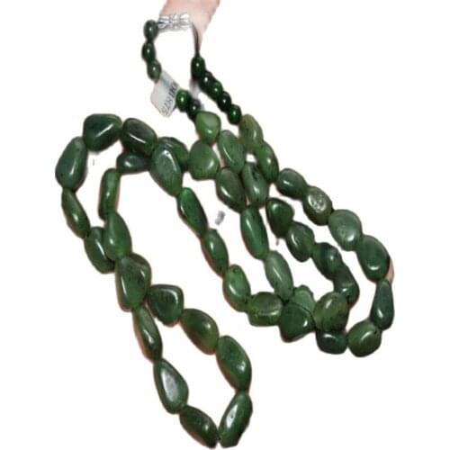 Natural Hetian Jade Necklace Seed Material Green beads Jade Necklace