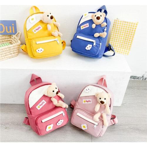 New 2-6Y Cartoon Canvas Children School Backpack Kindergarten Animal Bear Kids Backpack School Bags for Girls Boy SchoolBag