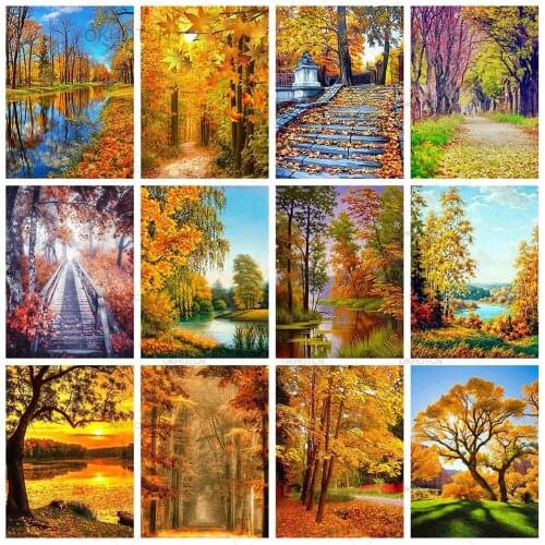 Autumn Landscape Diamond Painting Kit 5D DIY Cross Stitch Mosaic Sale Embroidery Forest Scenery Crafts Gift Diamond Art Decor