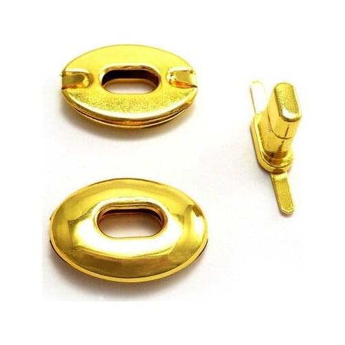 30 x 22 mm Oval Metal Lock Gold Craft Case Clasp Oval shaped Turnlock Bag Purse Belt Twist Lock 10sets/lot