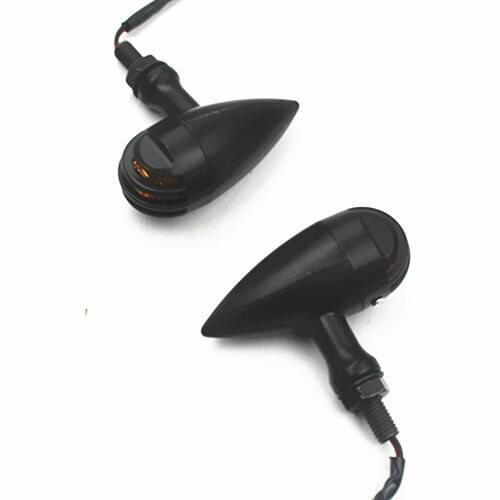 Pair Black Bullet Grill Turn Signal Light Indicator Amber Blinker For Harley Honda Yamaha Suzuki Kawasaki Chopper Cafe Racer