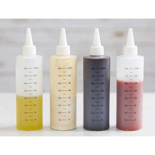 8oz 16oz plastic Squeeze Squirt Bottles with Leak-Proof White Cap Ideal for Oil,Condiments, Dressing, Paint, Crafts With Funnel