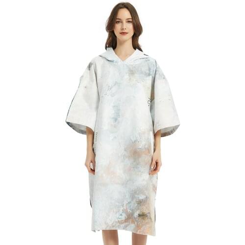 Nu-June Microfiber Wetsuit Changing Robe Towel Poncho with hood Quick Dry Hooded Lightweigh Towels for Swim Beach Surf Compact