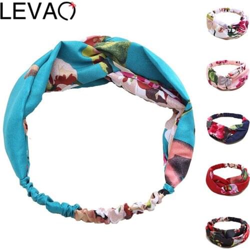 LEVAO Print Headbands Fashion Women Girls Vintage Cross Turban Summer Hair Bands Bandage Bandanas Hairbands Hair Accessories