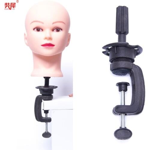 Black Adjustable Table Clamp Common Size Practice Training Mannequin Head Holder Metal And Plastic Material Wig Head Stand