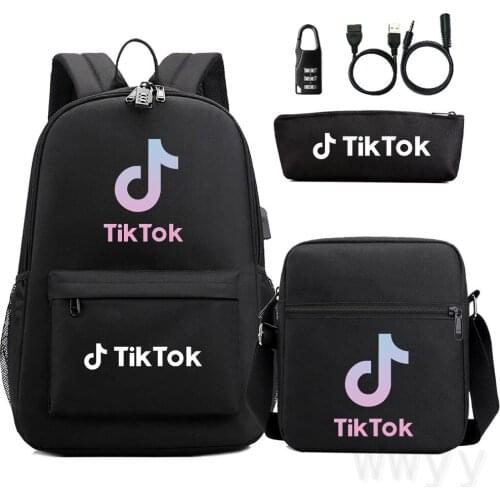 TIK TOK Backpack Men Womens School Bag Mochila Fashion Brand Laptop Backpacks Shoulder Bags 3pcs/set