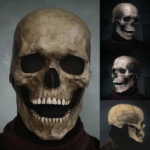 Halloween Skull Mask Full Head Skeleton Party Costume Surprise Gift Horror Evil Call Duty Helmet Movable Jaw Helmet Dropshipping