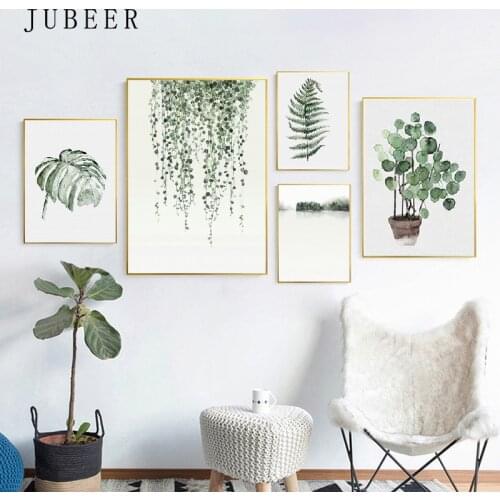 Scandinavian Style Tropical Plants Poster Green Leaves Decorative Picture Modern Wall Art Paintings for Living Room Home Decor