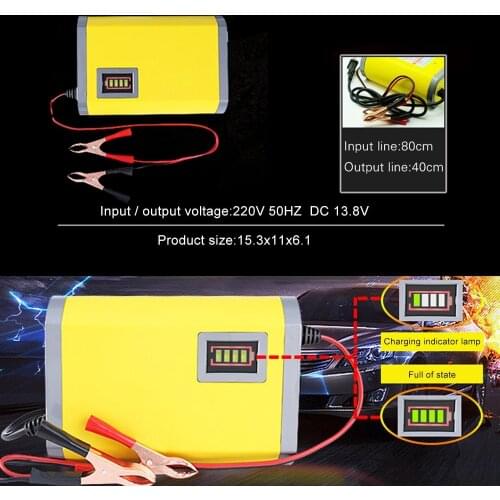 12V 6A 2A Full Automatic Intelligent Smart Power Charger Car Motorcycle Battery Charger 3 Stages Lead Acid AGM GEL LED Display