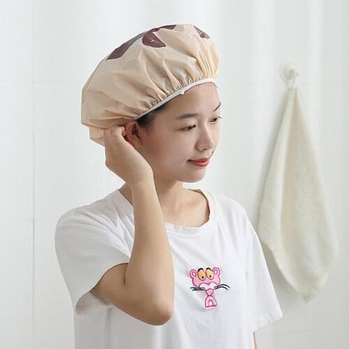 Waterproof Cartoon Shower Bath Cap Protective Bathroom Hat Accessories