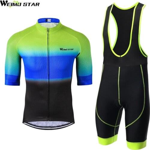 Weimostar Summer Cycling Jersey Sets Gel Padded Bike Shorts Breathable Cycling Clothing Maillot Ciclismo Black Green S-XXXL