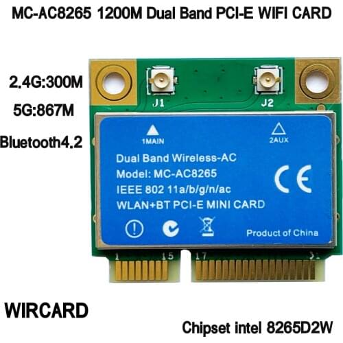 WIRCARD MC-AC8265 Dual Band 2.4G/5G Bluetooth4.2 PC-E WIFI CARD For intel 8265NGW 8265D2W 8265HMW