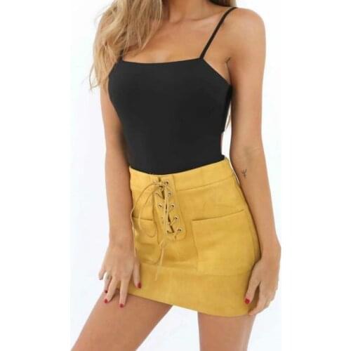 Sexy Leather Suede Pencil Skirt Women High Waist Lace Up Package Hip Cross Mini Skirts Womens Zipper Split Bodycon Short Skirts
