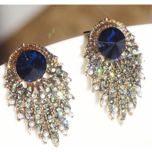YaYi Jewelry Fashion Multi-Color Glass Rhinestone Dangle Crystal Womens Ancient Gold Color Eye Of The Demon Band Earrings