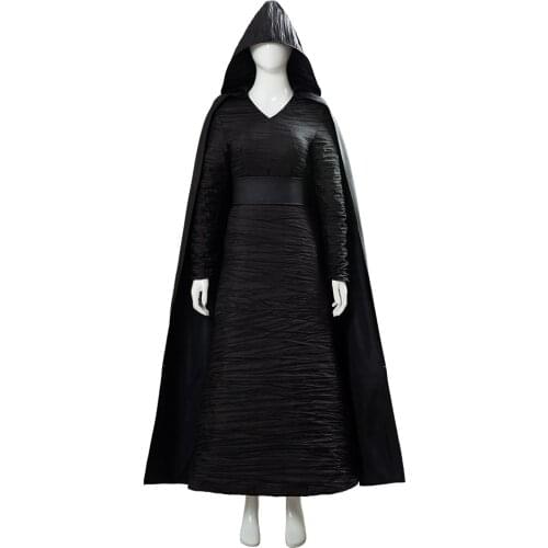 Star Cosplay Wars Dark Rey Cosplay Costume Female Girls Black Hooded Cape Halloween Carnival Costume