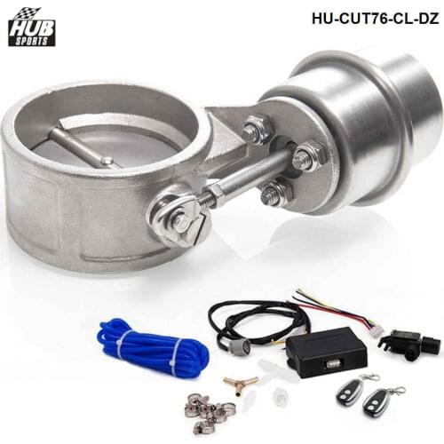 1 BAR Exhaust Control Valve Set With Vacuum Actuator CUTOUT 3" 76mm Wireless Remote Controller HU-CUT76-CL-DZ
