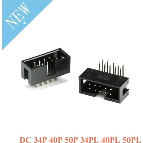 10pcs DC3 34P 40P 50P 34PL 40PL 50PL Pin P PL 2.54mm Socket Header Connector ISP Male Double-spaced Straight IDC JTAG
