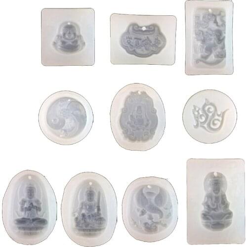 10 Styles Guanyin Buddha Chinese Traditional Amulet Mold Yin Yang Taiji Jewelry Pendant Charms Mold Resin Casting Molds