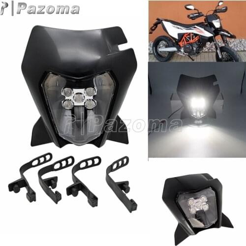12V 30W Black Motocross LED Headlight Dual Sport Head Light Lamp For Headlight For EXC XC XC-W Six Days TPI EXC-F SMCR