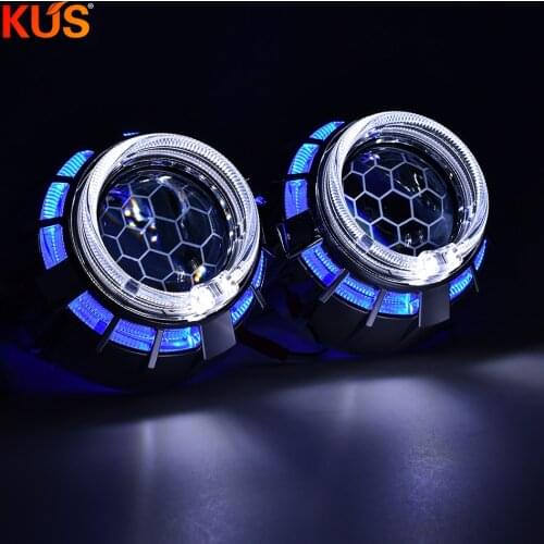 2.5inch honeycomb blue coating Bi xenon HID MINI projector Lens H1 car headlight H4 H7 base adapter ring Car Styling retrofit