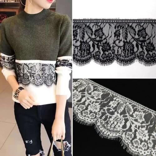 3meters White eyelash lace robbon 16.5cm DIY sewing african lace fabric Wedding decoration clothing accessories skirt lace trims