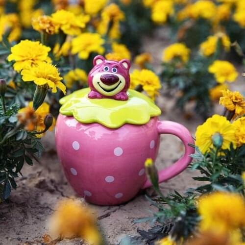 330ml Disney Lotso Toy Story Cup Pink Strawberry Bear Cartoon Lovely Ceramic Cup Creative Festival Gift Milk Coffee Tea Mug
