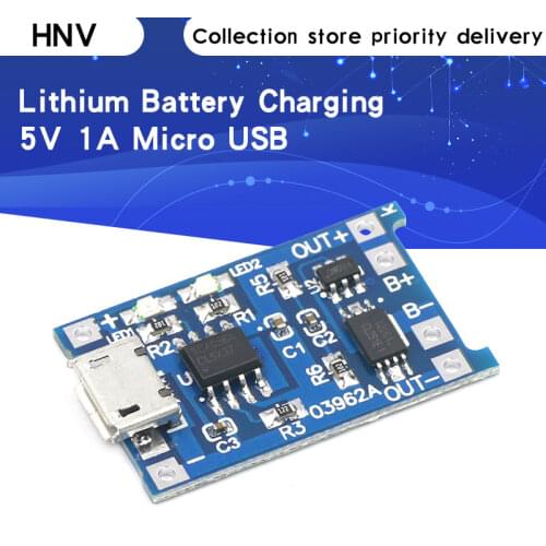 50PCS Free Shipping 5V 1A Micro USB 18650 Lithium Battery Charging Board Charger Module+Protection Dual Functions