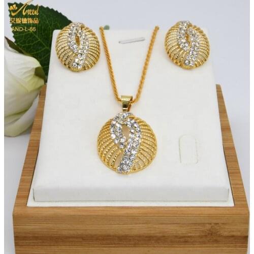 ANIID Necklace Set Earring Dubai Gold Jewelry Sets For Women 2020 24K Wedding Pendant Bridal Stainless Steel African Fashion