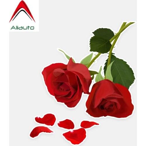 Aliauto Car Stickers Pretty Red Rose Auto Accessories Decorative Vinyl Decal for Mazda 3 Subaru Golf 4 Mini Cooper ,14cm*12cm