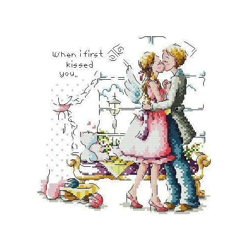 Free delivery Top Quality popular counted cross stitch kit first kiss, when I first kissed you